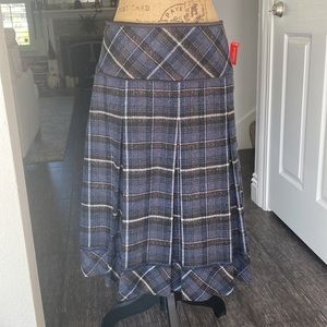 Skuirt Queen Blue Flannel Plaid Pleated Tiered Skirt Sz L